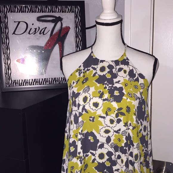 Green Gray Floral Sun Dress Sz S - Picture 2 of 4